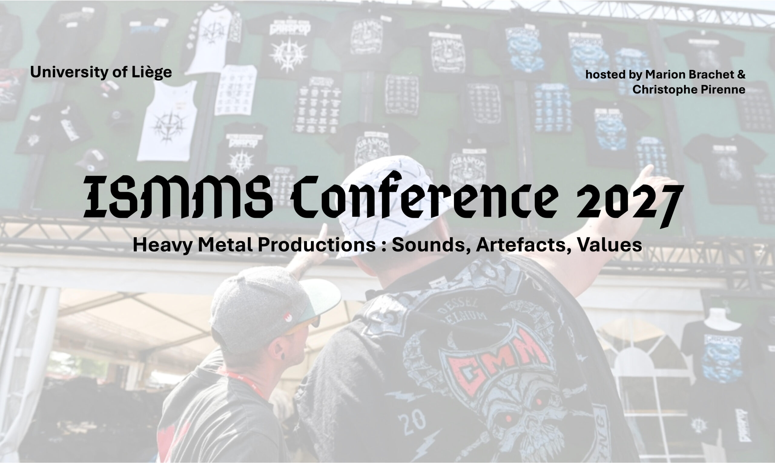 A washed out photo of metal fans with the words ISMMS conference in 2027 across the top.